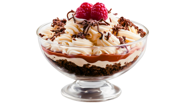 Elegant Chocolate Mousse Dessert with Fresh Raspberries - Gourmet Sweet Treat