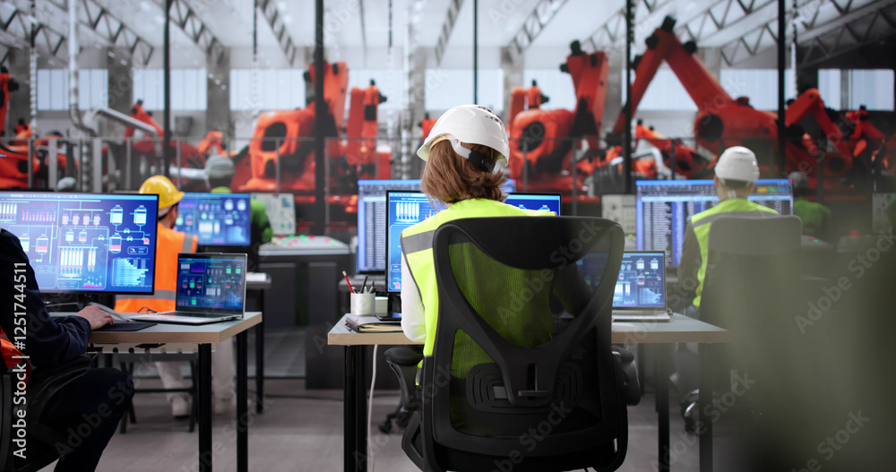 Leinwandbilder team of diverse engineers using scada software