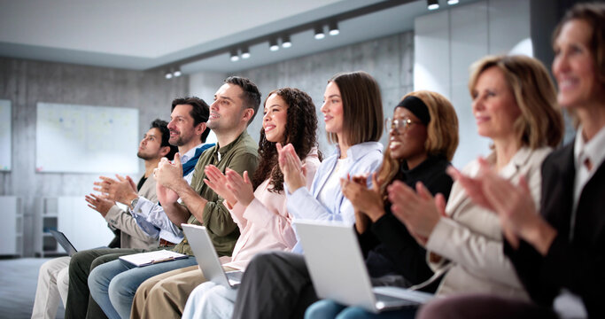 Successful Businesswomen Leading Seminar Receives Standing Ovation