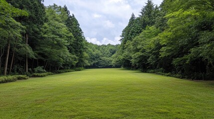 Exploring serene green landscapes tranquil park nature photography lush environment wide-angle view peaceful retreat for mindfulness