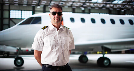 Private Jet Captain Pilot In Uniform. Small Airplane © Andrey Popov