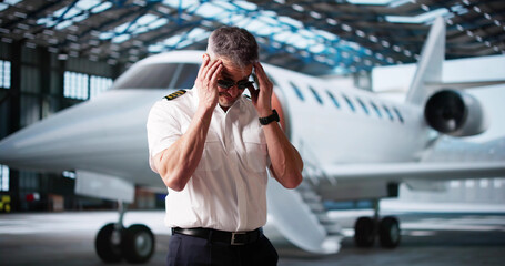 Tired Pilot With Accident Regret In Depression © Andrey Popov