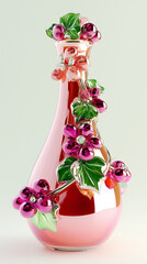 tall glass drinking bottle made of jewel glass grapes
