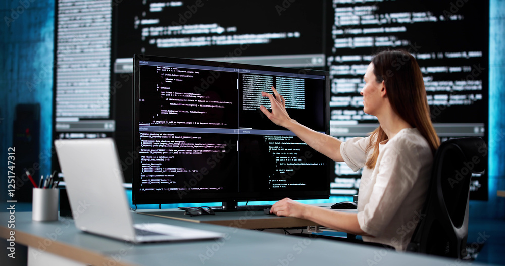 Poster Web developer typing coding on computer