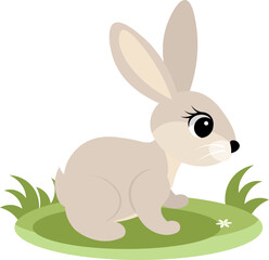 Farm Animals. Cute farm. A cute gray bunny is sitting on the green grass. Collection of farm animals. Baby flat vector illustration. Isolated