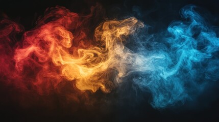 Fototapeta premium Red blue smoke swirls dark background design