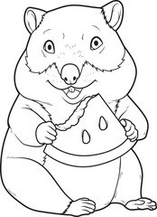 Hamster Watermelon Animal Vector Graphic Art Illustration