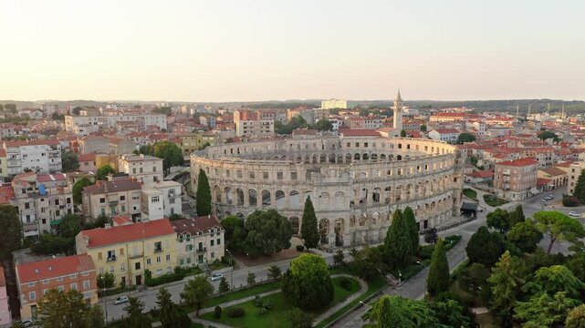 Pula amphitheater in the morning, Croatia.