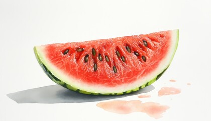 Fresh watermelon slice with vibrant red flesh and black seeds