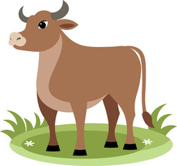Farm Animals. Cute farm. An adult bull stands on green grass. Collection of farm animals. Baby flat vector illustration. Isolated