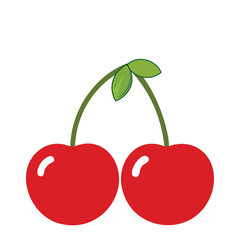 Hand-Drawn Cherry Icon – Vector Fresh Cherry Illustration Design

