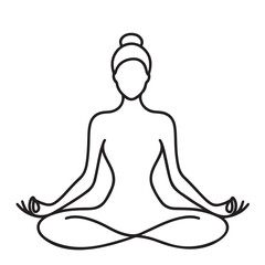 Woman doing yoga silhouette in lotus position vector graphic