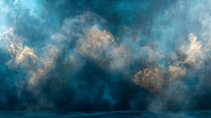 Ethereal and Dramatic Blue Vintage Marbled Textured Background with Vignette Border Overlay