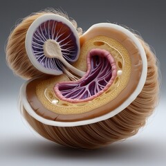 Close view of human hair cuticles