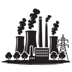 Industrial Plant Silhouette Vector Graphic Environmental Pollution Concerns