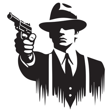 recommend clip art: Gangster Silhouette Vector Illustration with Gun Crime Theme Graphics