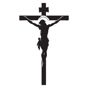Jesus Christ on the Cross Silhouette Vector Christian Symbol