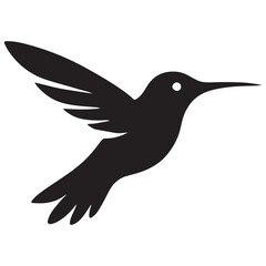 Obraz premium Hummingbird Silhouette Vector Small Bird Flying Beautiful Illustration