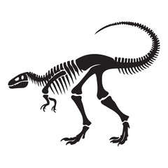 Tyrannosaurus Rex Fossil Skeleton Silhouette Illustration for Paleontology Enthusiasts