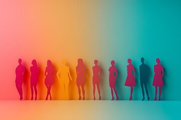 Obraz premium Positive Teamwork Group of Stylish Paper People