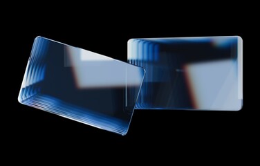 Blue Glass business card dispersion 3d render