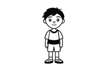 Cartoon boy smile, Happy,  vector silhouette illustration
