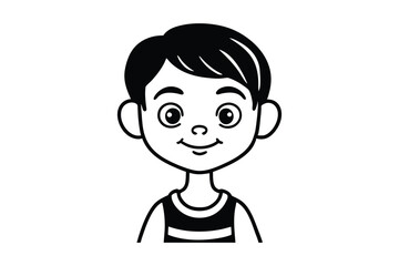 Cartoon boy smile, Happy,  vector silhouette illustration