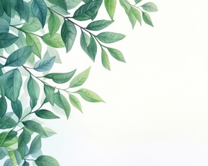 Lush green leaves create serene and minimalist nature scene, perfect for calming decor