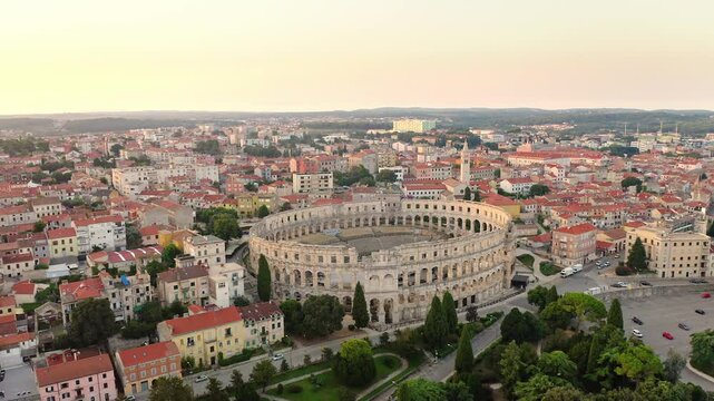 Pula amphitheater in the morning, Croatia.
