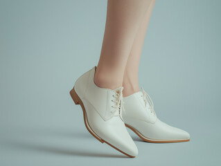 Elegant White Leather Ankle Shoes - AI Generated Image