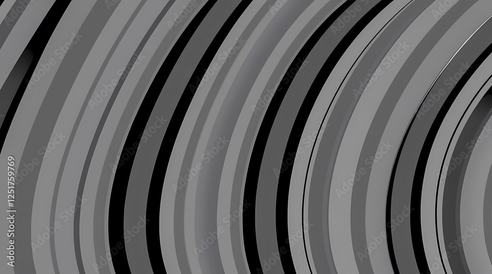 Poster curved lines create a dynamic abstract pattern in shades of gray and black. generative ai