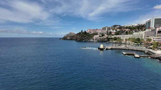 Scenic ocean view in Funchal on a summer morning. Madeira island, Portual.