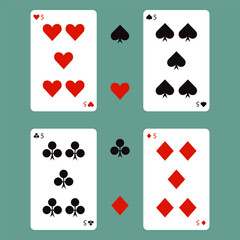 Playing cards, gaming set, vector illustration.