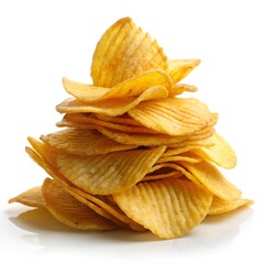 Delicious potato chips, isolated on transparent white background, clipping path