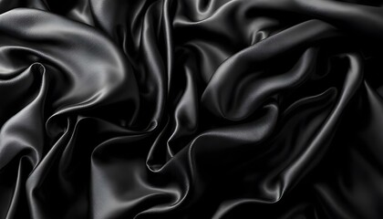 Obraz premium luxurious black silk fabric with elegant folds 