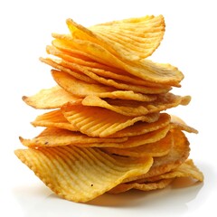 Delicious potato chips, isolated on transparent white background, clipping path