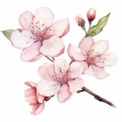 Cherry Blossom Botanical Illustration – Hand-Painted Style