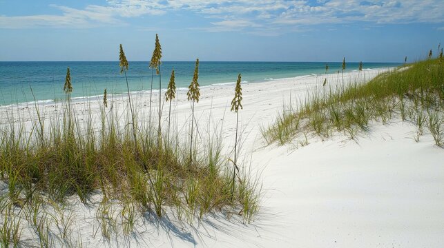 Tranquil beach scene with tall grasses gulf coast landscape photography serene environment coastal viewpoint nature's beauty
