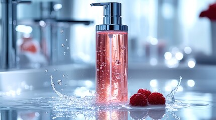 Raspberry bath gel splash, modern bathroom