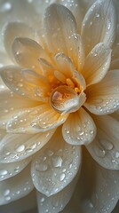 Dew-kissed dahlia closeup, garden, floral background, nature photography, website banner