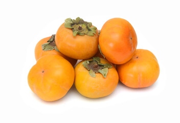 Stack persimmon fruits isolated on white background