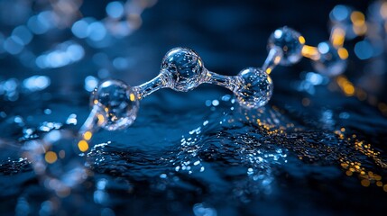 Abstract molecular structure, water surface, scientific research, study