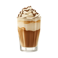 Caramel Frappe with Whipped Cream Isolated on Transparent Background