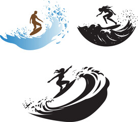 Silhouette of a Surfer Riding a Wave Ocean