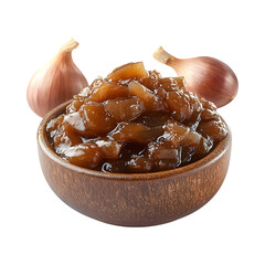 Caramelized Shallot Jam in a Bowl Isolated on Transparent Background