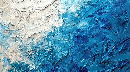 Independence Day in Greece, abstract blue and white background, Greek flag, texture of oil paint strokes, horizontal banner, copy space, free space for text