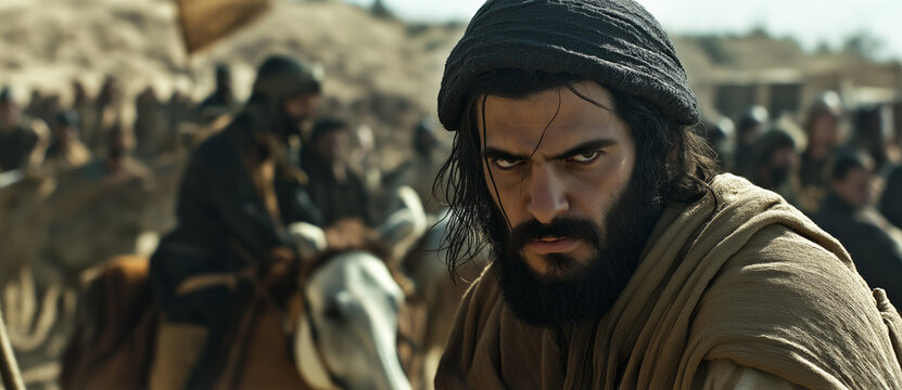 Absalom traveling to Hebron with his army ,He got on Braseb and ran away