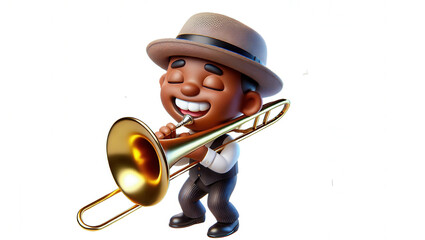 Obraz premium Urban jazz celebration close-up digital illustration of joyful street corner performance