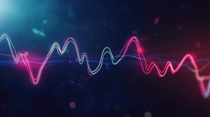 A smooth, flowing animation of heartbeat waves in various colors against a dark background, representing emotions and the essence of life