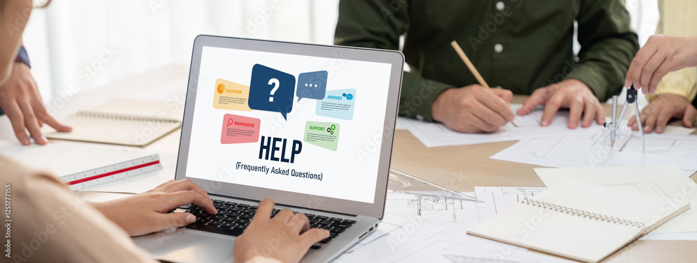Poster help screen on the website provide answer to faq frequently asked question brisk with knowledge info